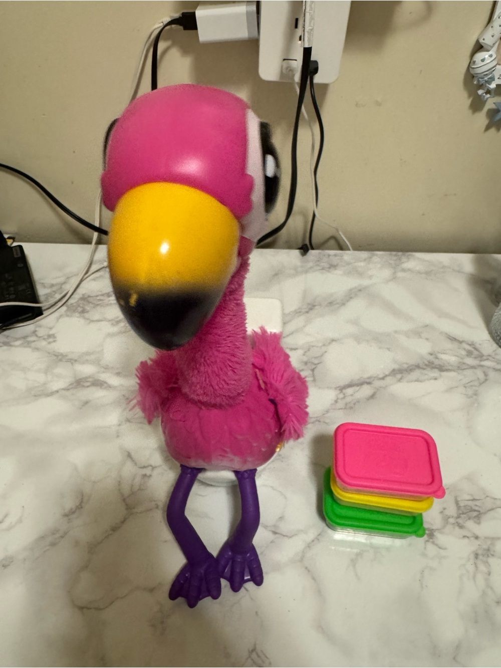 Pink Plush Flamingo Toy with Yellow Beak - Picture 2 of 3